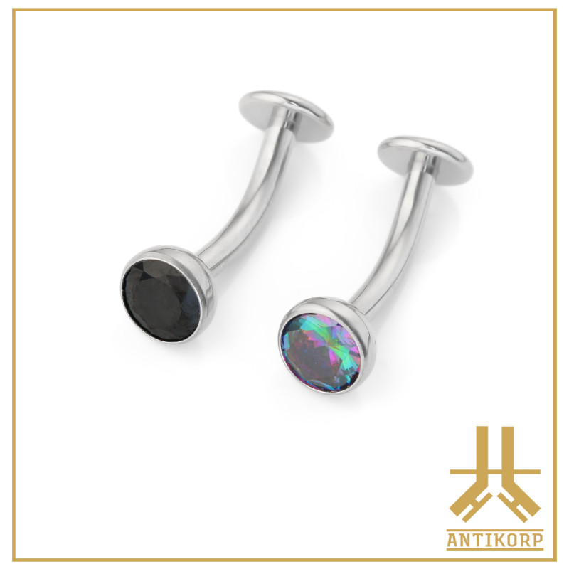 Labret Courbé Titane F136 Strass 1,6mm Vissage Interne