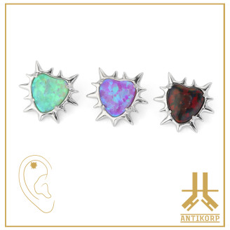 Triple Cabochon Titane Opale Strass