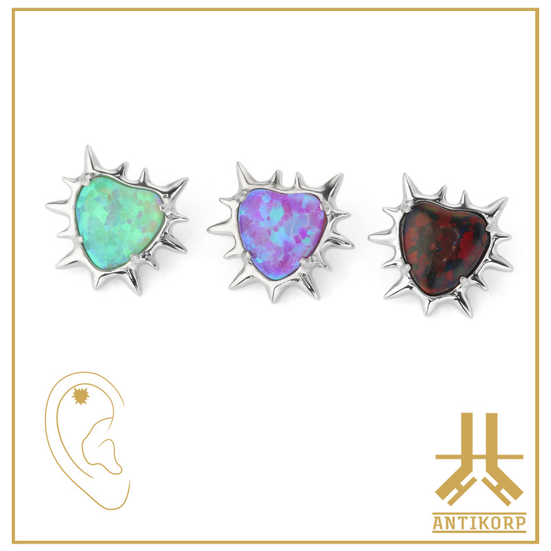 Triple Cabochon Titane Opale Strass