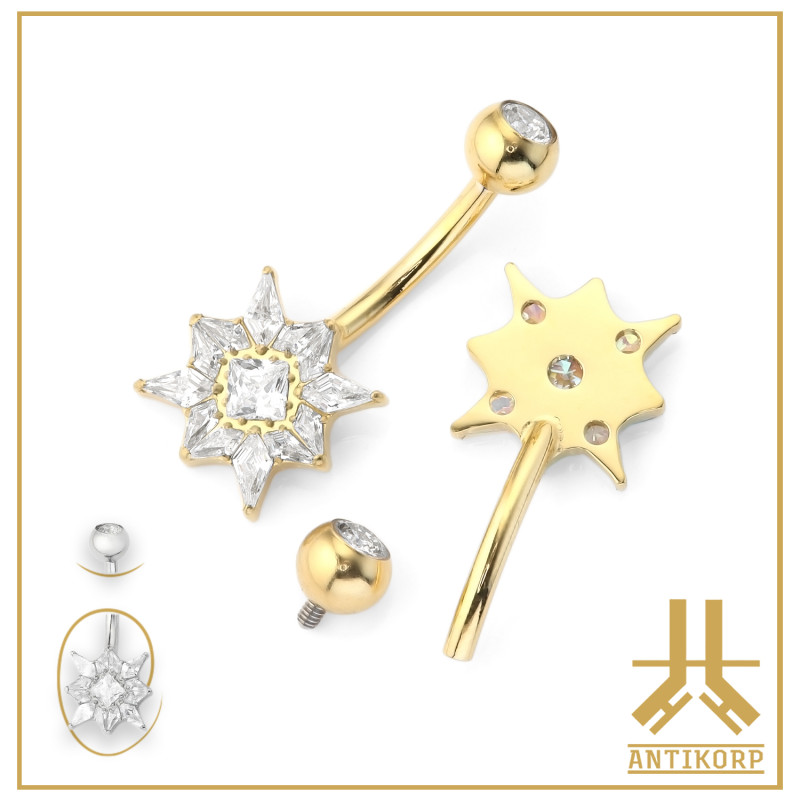 Nombril Titane Interne F136 PVD Gold Staross