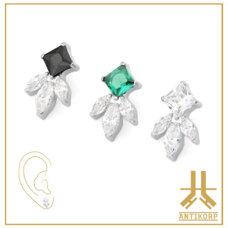Triple Cabochon Titane Opale Strass