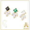 Triple Cabochon Titane Opale Strass