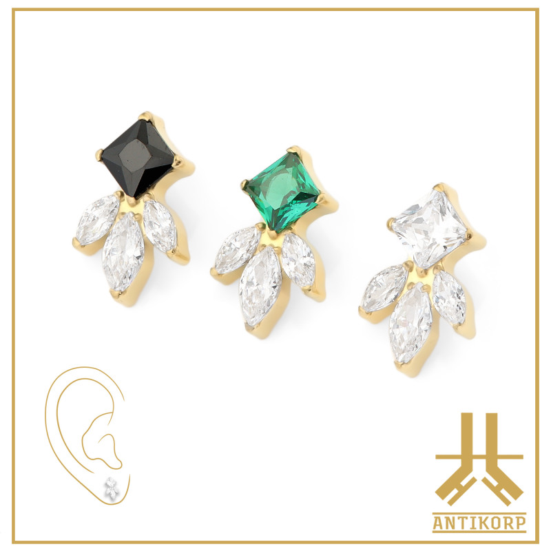 Triple Cabochon Titane Opale Strass
