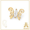 Embout Titane F136 PVD Gold Papillon strass V2