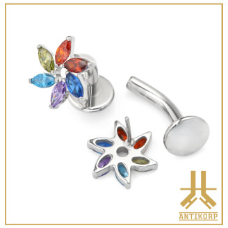 Labret Courbé Titane F136 Strass 1,6mm Vissage Interne