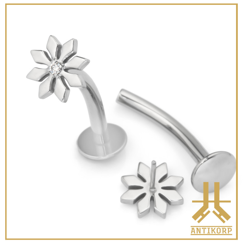 Labret Courbé Titane F136 Strass 1,6mm Vissage Interne
