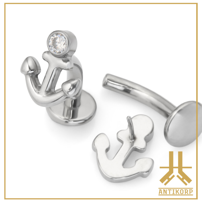 Labret Courbé Titane F136 Strass 1,6mm Vissage Interne
