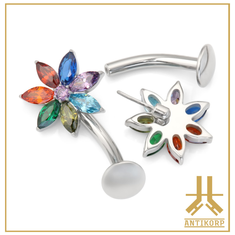 Labret Courbé Titane F136 Strass 1,6mm Vissage Interne