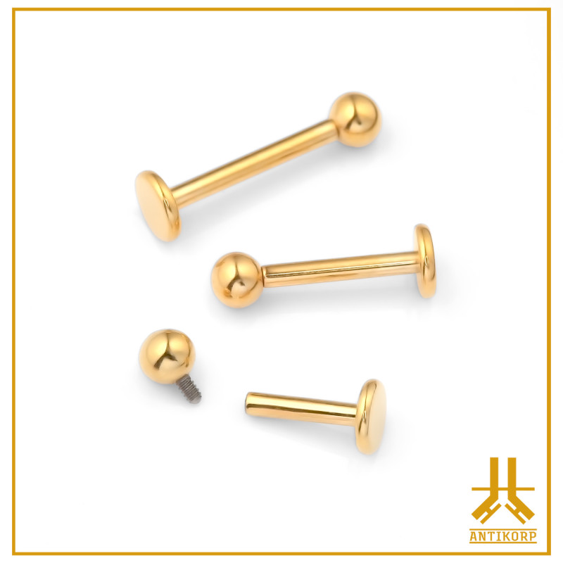 Labret Titanio F136 PVD Oro Atornillado interno