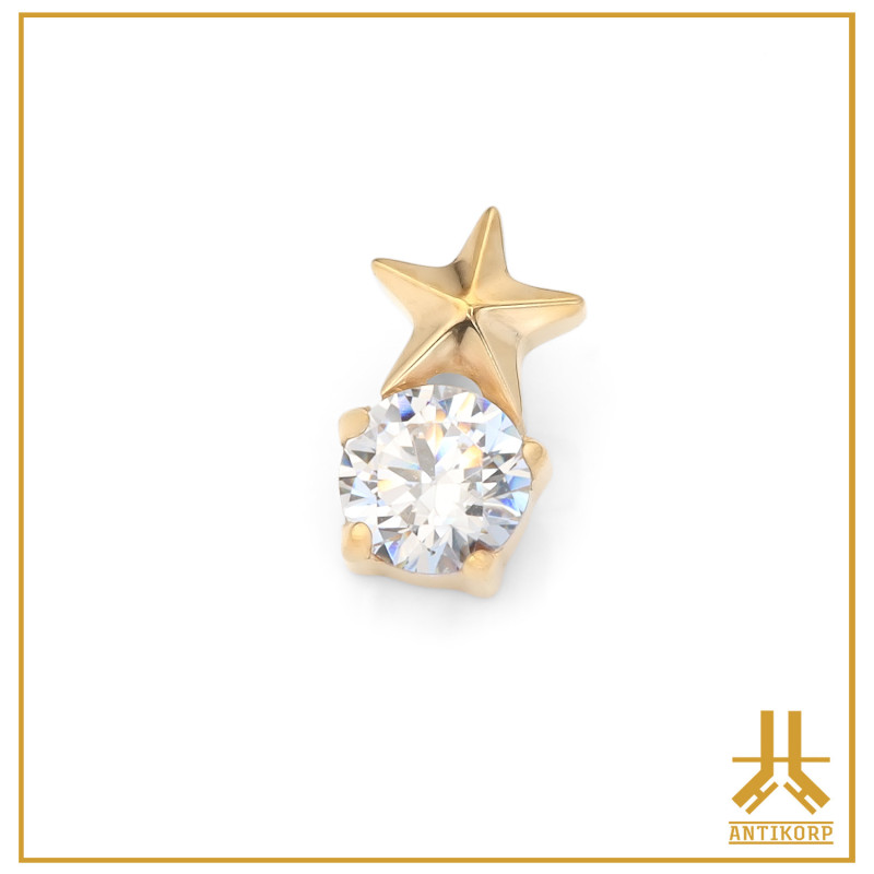 Punta de titanio F136 PVD Gold Jeweled Star V2