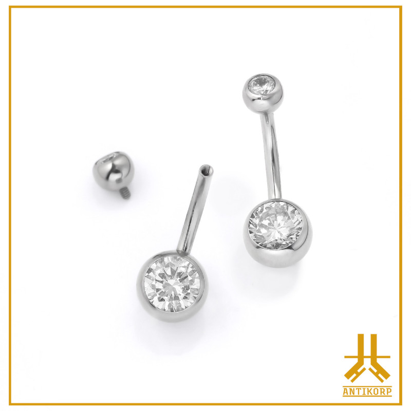 Navel in titanio F136 Doppio Strass Interno