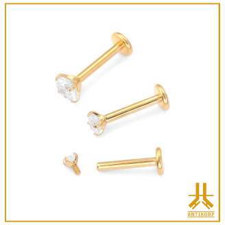 Labret Titanio F136 Pvd Oro Strass interno Griffé