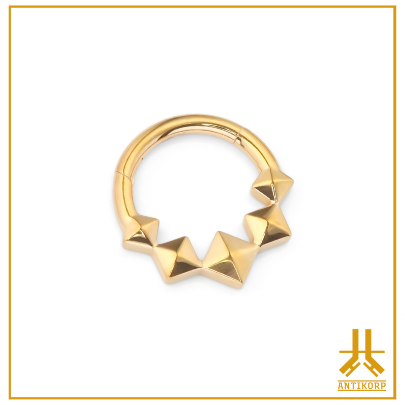 Anillo cuadrado de titanio F136 PVD oro para collar de clicker