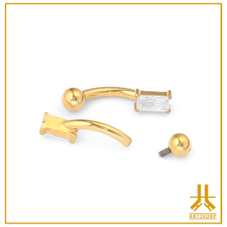 Microbanana Titanio F136 PVD Oro Clusty Baguette V2