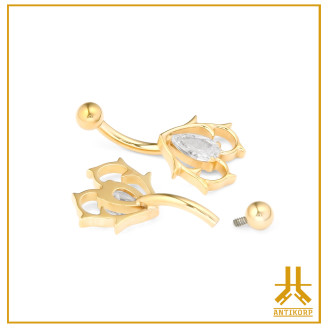 Microbanana Titanio F136 PVD Oro Clusty HeartDeco