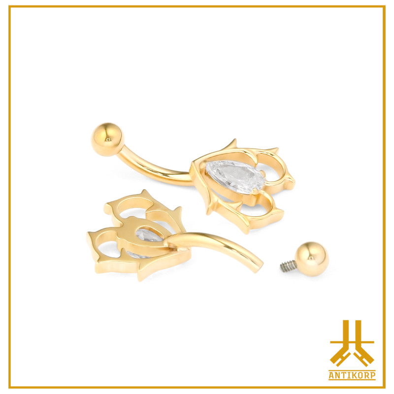 Microbanana Titanio F136 PVD Oro Clusty HeartDeco