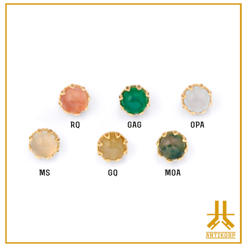 Embout Titane F136 PVD Gold Cabochon Gap Ouvert V3 Pierre Naturelle