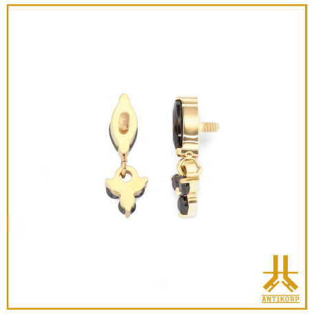 Titanium End F136 PVD Gold Marquise Dangle Trinity