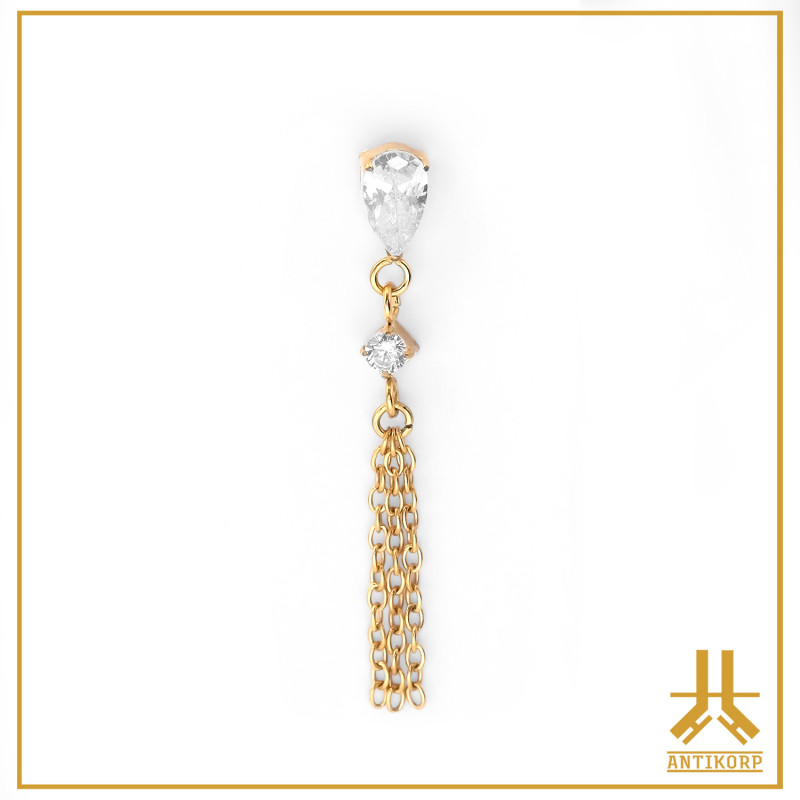 Titanium End F136 PVD Gold Pearly Chainy