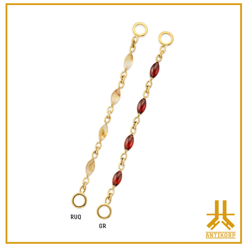 Titanium Chain F136 PVD Gold V4 Natural Stone Cabochons