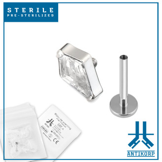 Labret in titanio sterile con taglio a diamante interno