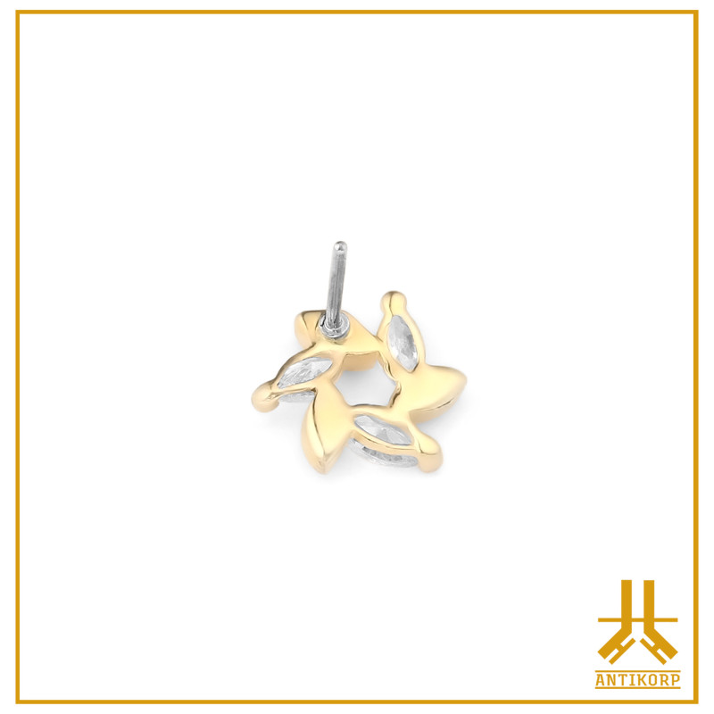 Punta Shuriken Strass de Oro 14K sin Hilos