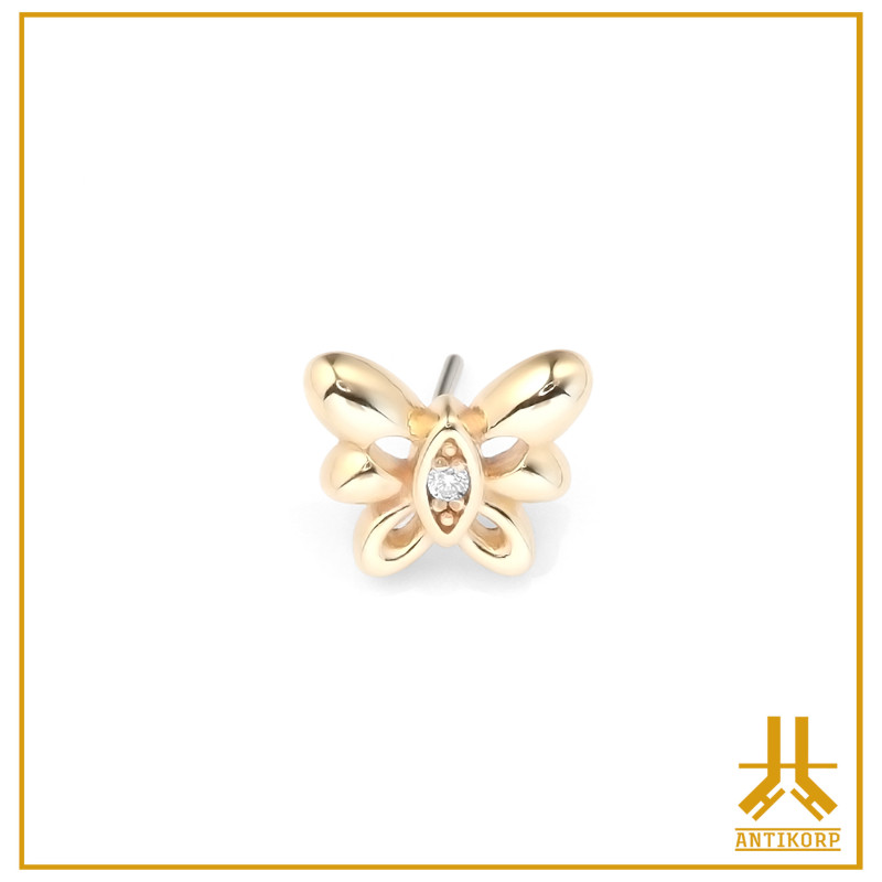 Punta a farfalla in strass d'oro 14K Threadless