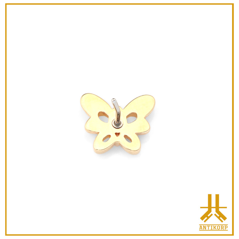 Punta de mariposa con strass de oro de 14 quilates sin hilos