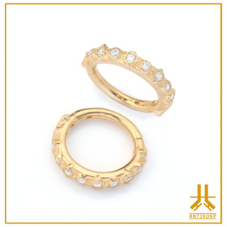 Anello a scatto in oro 14k PlotCrown Strass