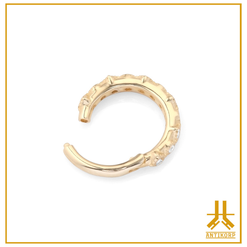 Clicker Ring 14k Gold PlotCrown Strass