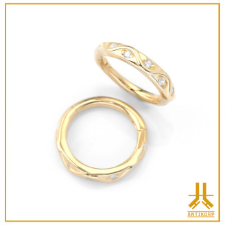 Clicker Ring 14k Gold Wavy Strass