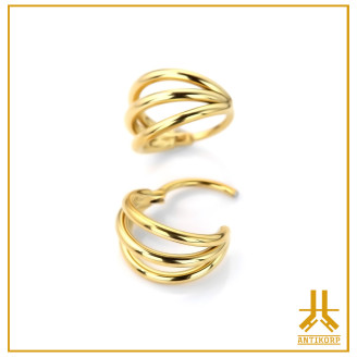 Anillo Clicker 0.8mm Titanio F136 PVD Oro Anillos Triples