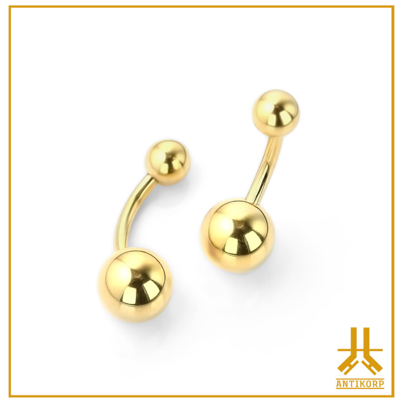 Bolas individuales de titanio Navel F136 Internal PVD Gold