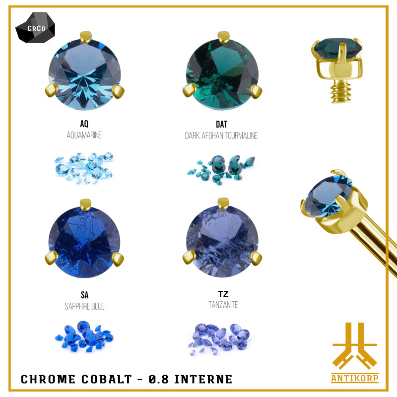 Punta d'oro in CoCr PVD graffiata Nanogem (0,8 interno)