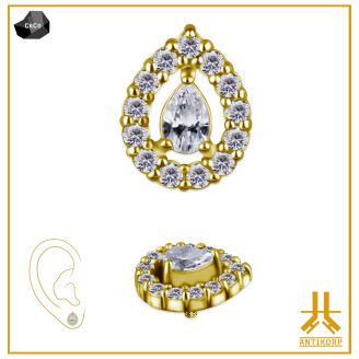 Punta in CoCr PVD Gold Dropd Strass (0,8 interno)