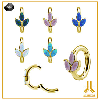 Anello ombelicale CoCr PVD Oro TriMarquise Opale
