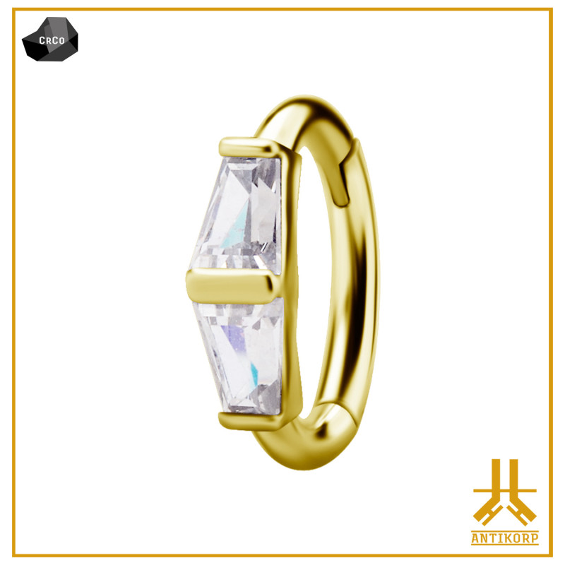 Clicker ring CoCr PVD Gold Dual Trapeze