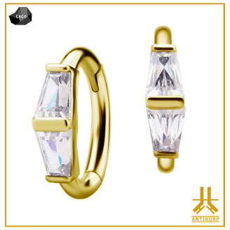 Anello a scatto CoCr PVD Oro Doppio trapezio
