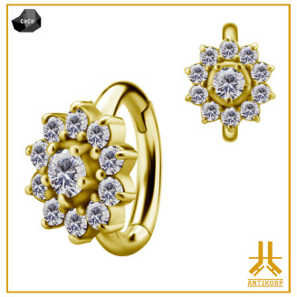 Anello a scatto CoCr PVD Oro Grande Fiore