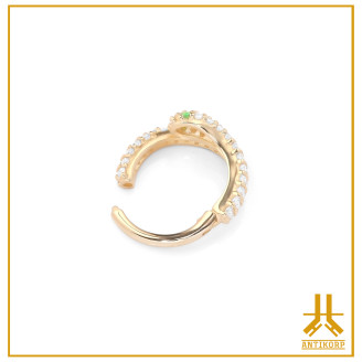 Anello a scatto con occhio di serpente in oro 14k