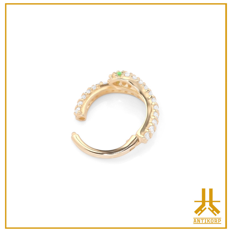Anello a scatto con occhio di serpente in oro 14k