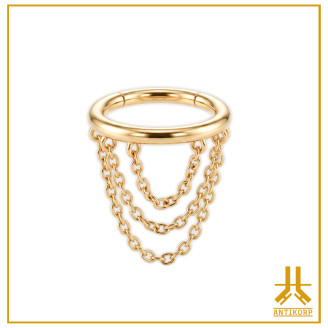 Clicker Ring 14k Gold Triple Chain