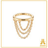 Anello con tripla catena in oro 14k