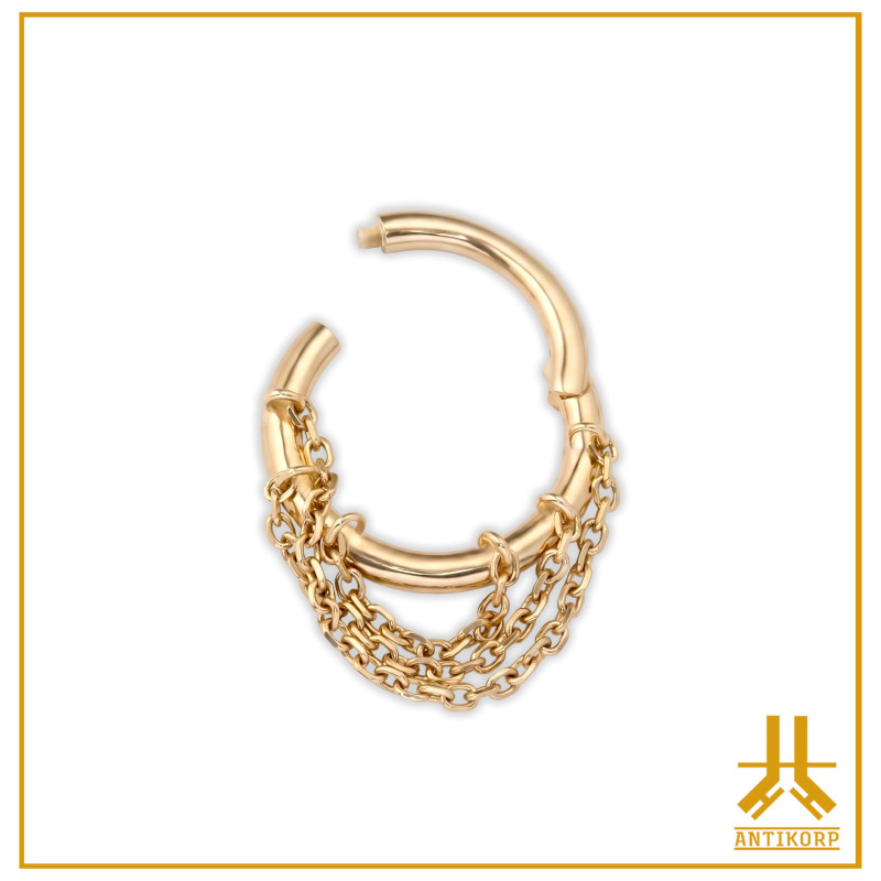 Anillo Clicker Triple Cadena Oro 14k