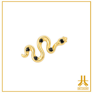 Head 18K Gold Black Spinel Snake
