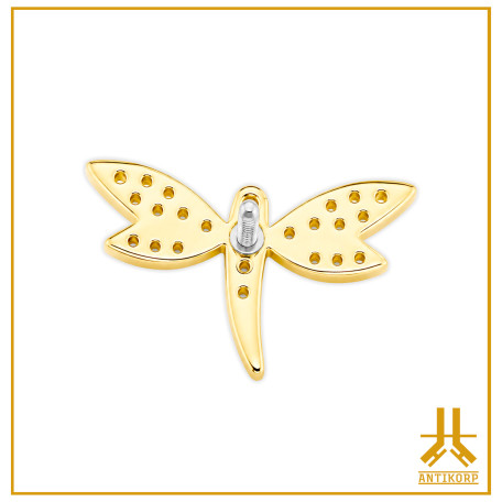 End Libellule Strass V2 14K Gold Internal screwing
