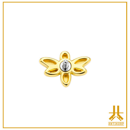End Libellule Strass 14K Gold Internal screwing