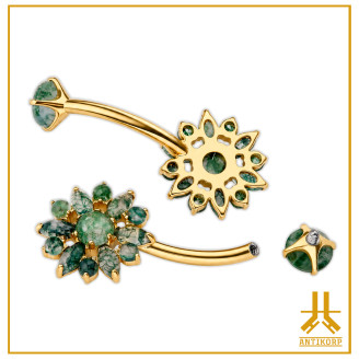 Navel Titanium F136 PVD Gold Bloma Natural Stone