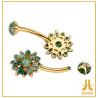 Navel Titanium F136 PVD Gold Bloma Natural Stone