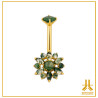 Navel Titanium F136 PVD Gold Bloma Natural Stone